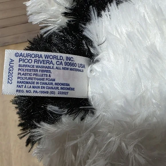 Aurora World Tubbie Wubbie Plush Adorable Black and White Cow Plush Toy - Picture 6 of 6